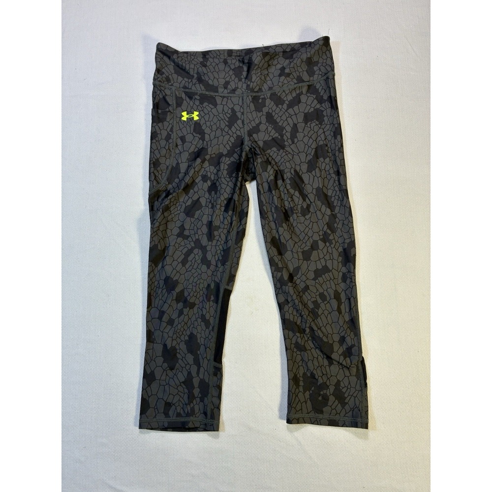 Under Armour Compression‎ Leggings Womens Medium Black Purple Crop Pocket UA
